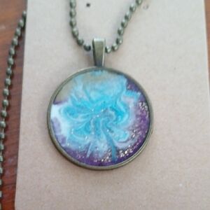 Artistic Blue and Purple Pendant Necklace